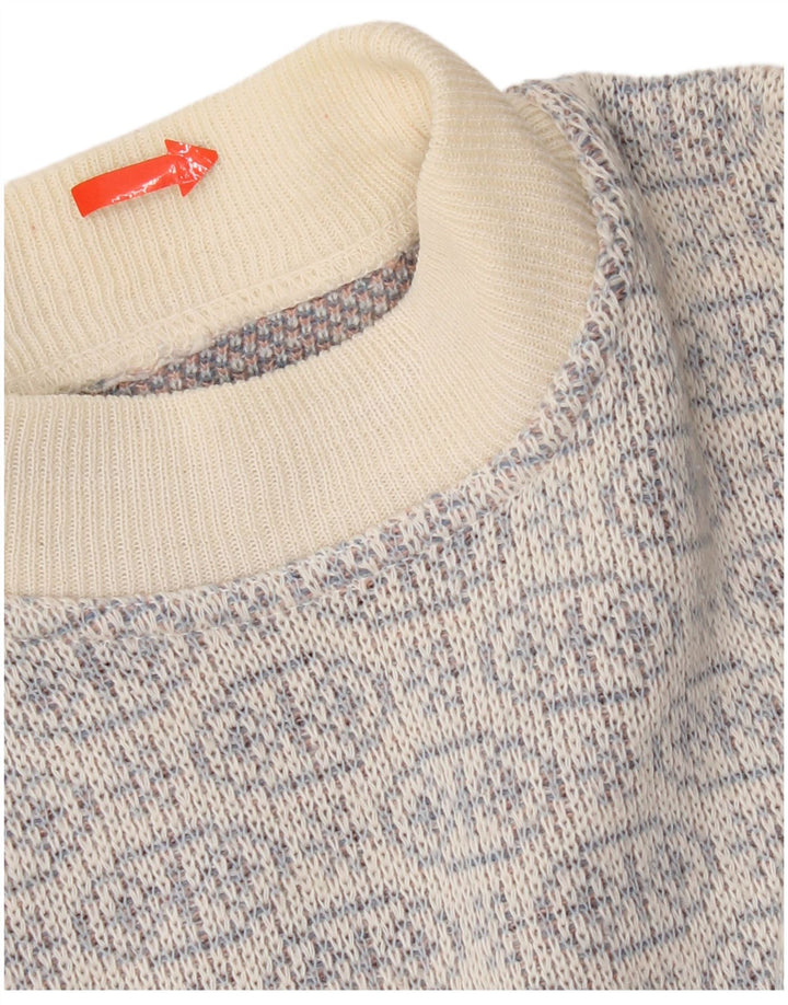 Vintage Herren Pullover mit Rundhalsausschnitt Mittelblau Fair Isle