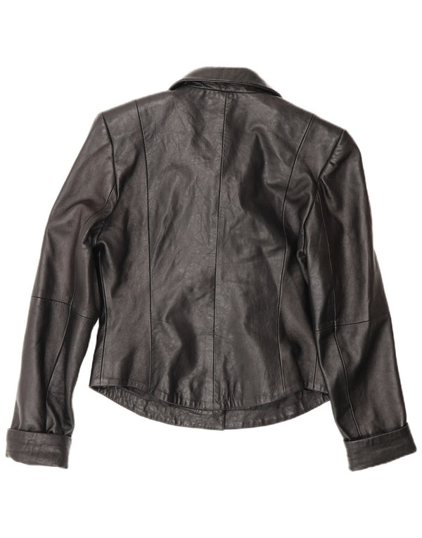 Vintage Damen Leder Blazer Jacke EU 40 Mittelschwarzes Leder
