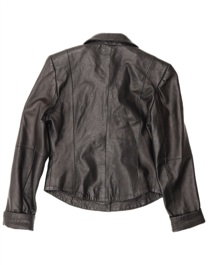 Vintage Damen Leder Blazer Jacke EU 40 Mittelschwarzes Leder