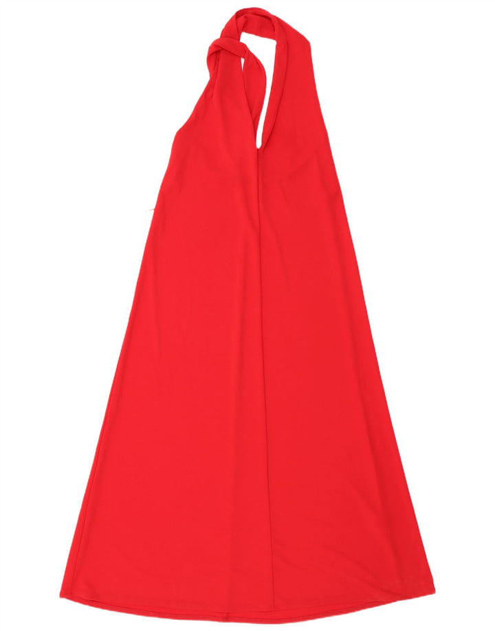 Zara Damen Neckholder-Kleid UK 10 Small Rot Polyester