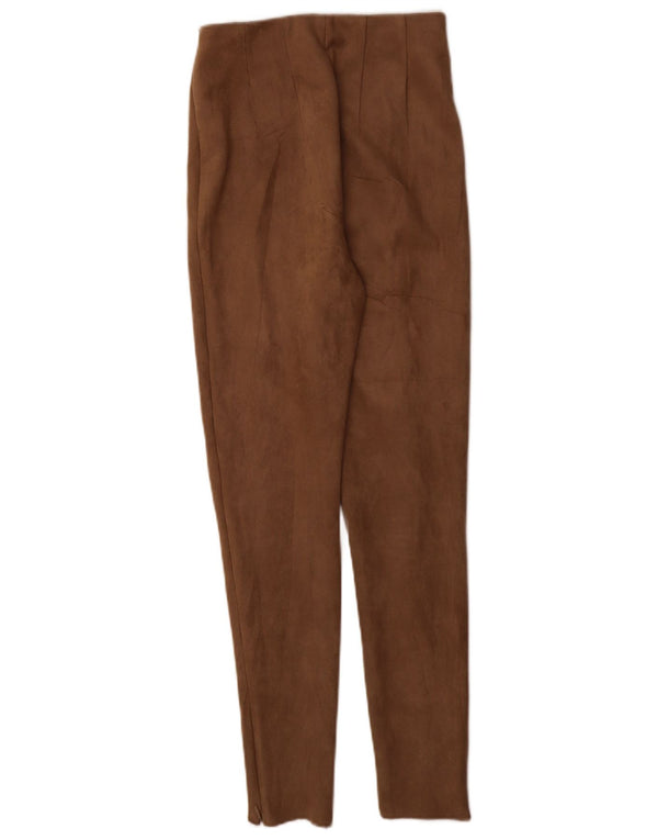 Zara Damen Skinny Freizeithose XS W24 L29 Beige Polyester