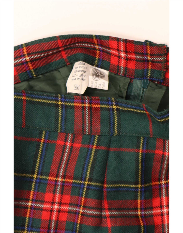 Vintage Damen Bleistiftrock IT 42 Medium W28 Grün karierte Wolle