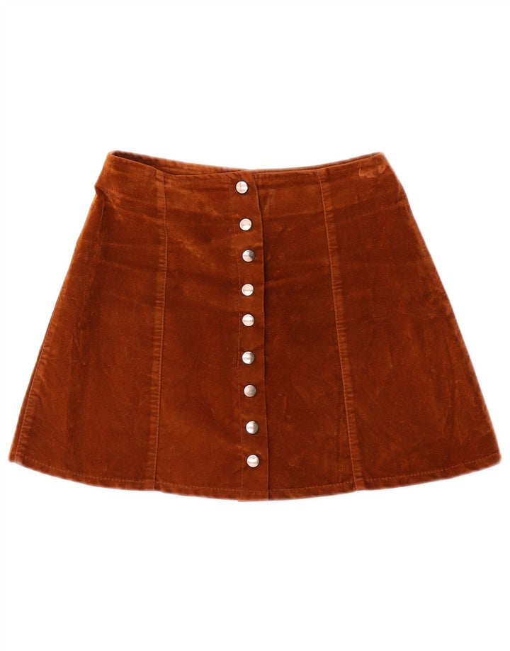 Vintage Damen Velour Minirock W24 XS Braun Polyamid