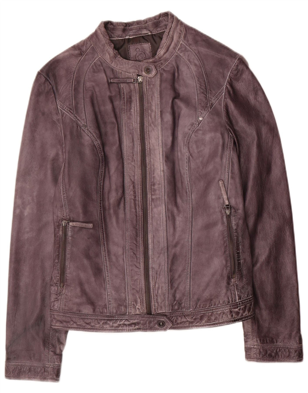 S.Oliver Damen Biker-Lederjacke UK 16 Large Lila Leder
