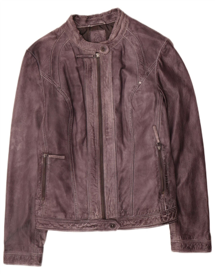 S.Oliver Damen Biker-Lederjacke UK 16 Large Lila Leder