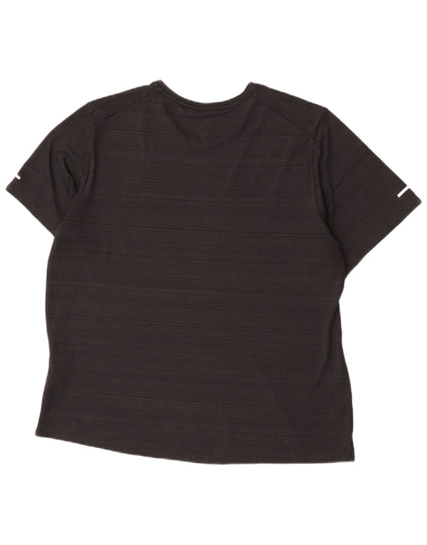 Nike Damen Dri Fit T-Shirt Top UK 18 XL Schwarz gestreift Polyester