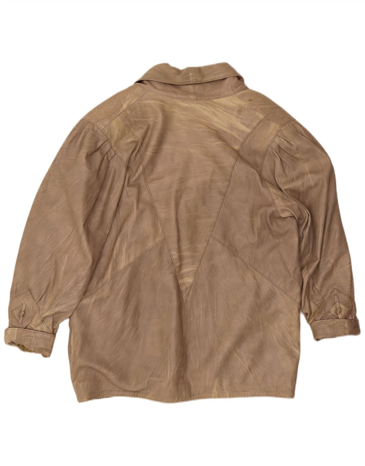 Vintage Damen Lederjacke UK 14 Medium Beige Leder
