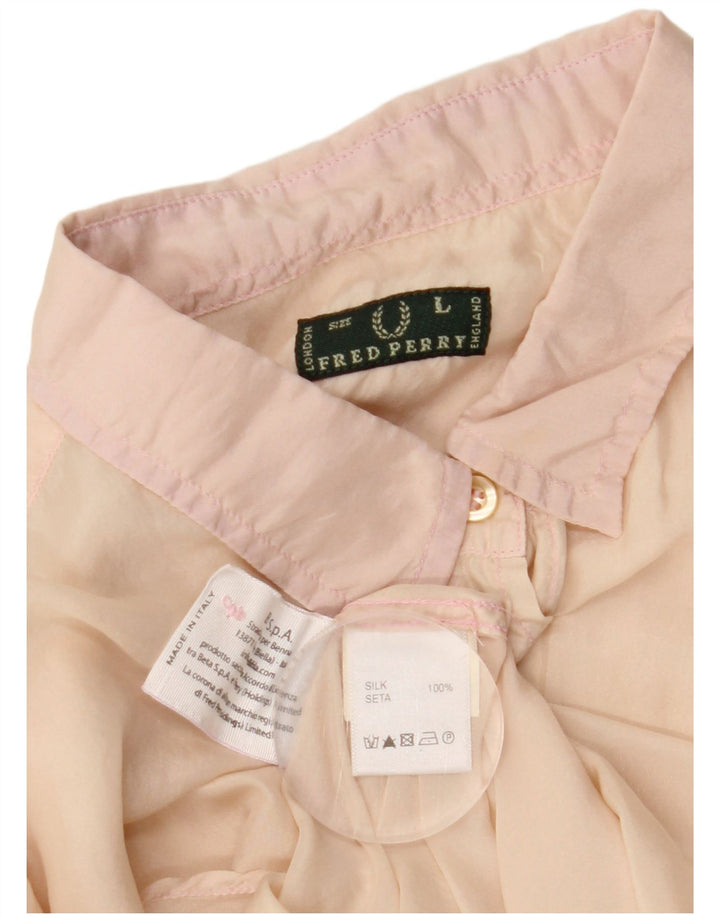 FRED PERRY Damen Hemdbluse UK 14 Große Beige Seide