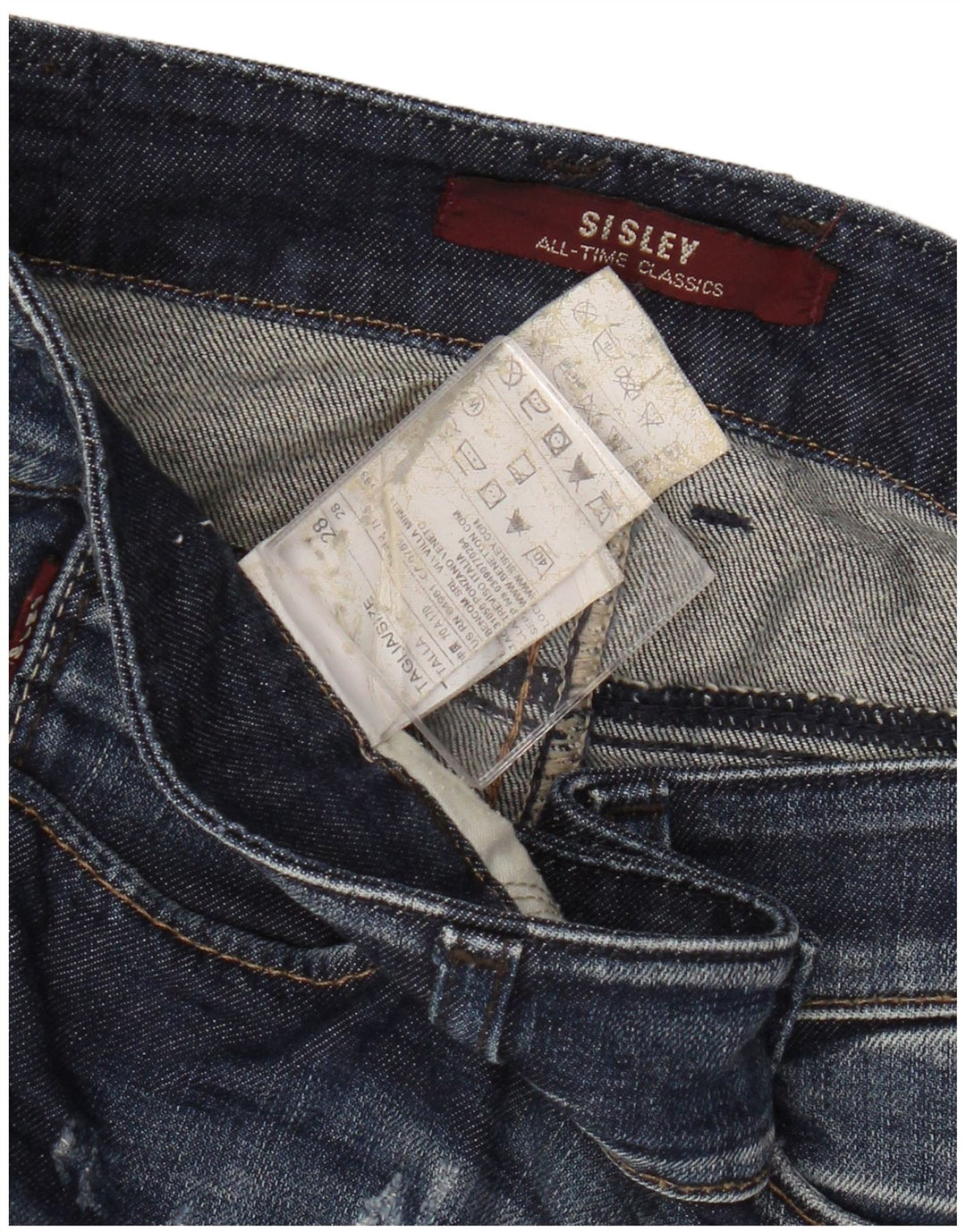 Sisley Distressed Mini-Jeansrock für Damen, W28, mittelmarineblau, Baumwolle