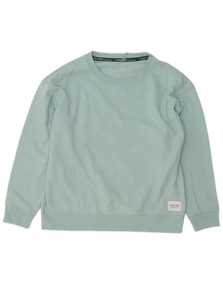 Calvin Klein Herren-Sweatshirt-Pullover, große türkisfarbene Baumwolle