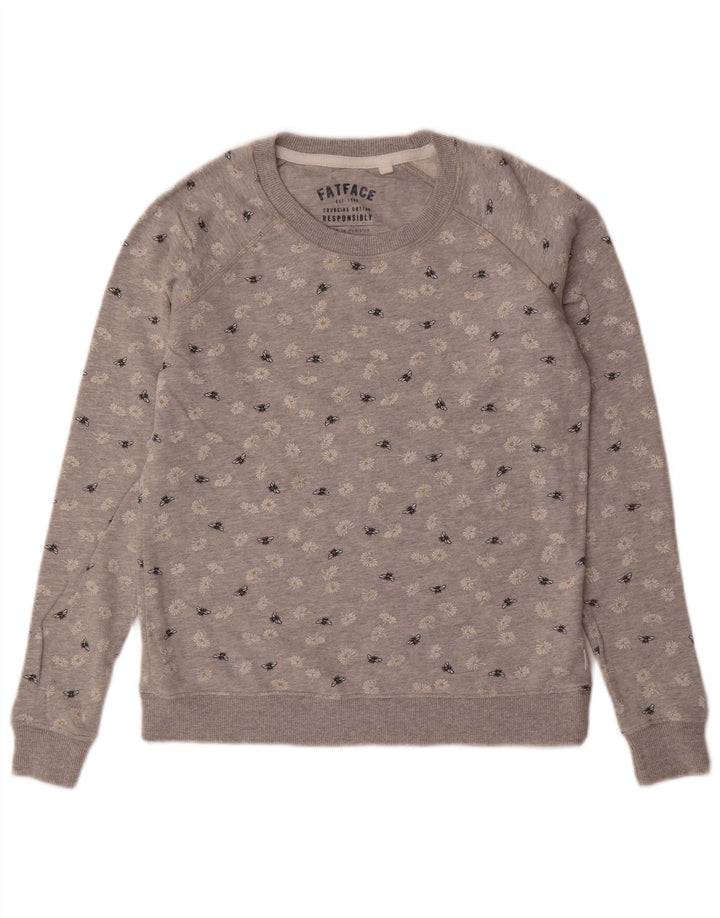 FAT FACE Damen Sweatshirt Pullover UK 6 XS Grau geblümte Baumwolle