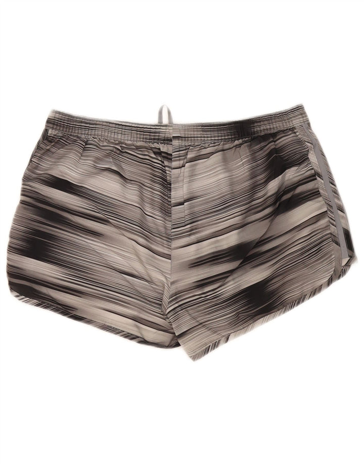 Adidas Damen Climalite Sport Shorts UK 14 Mittelgrau gestreift Polyester