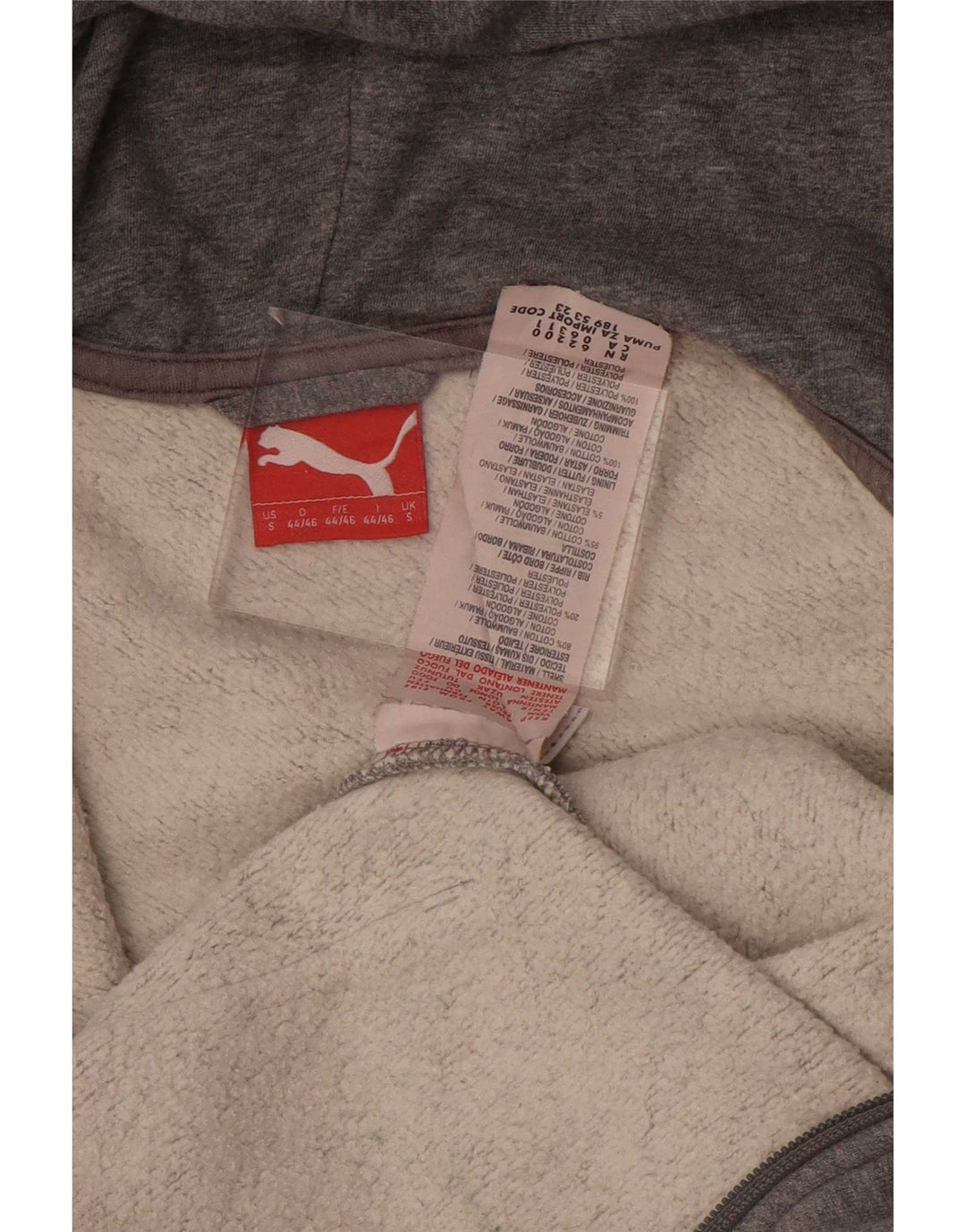 Puma Herren-Kapuzenpullover mit Reißverschluss, klein, graue Baumwolle
