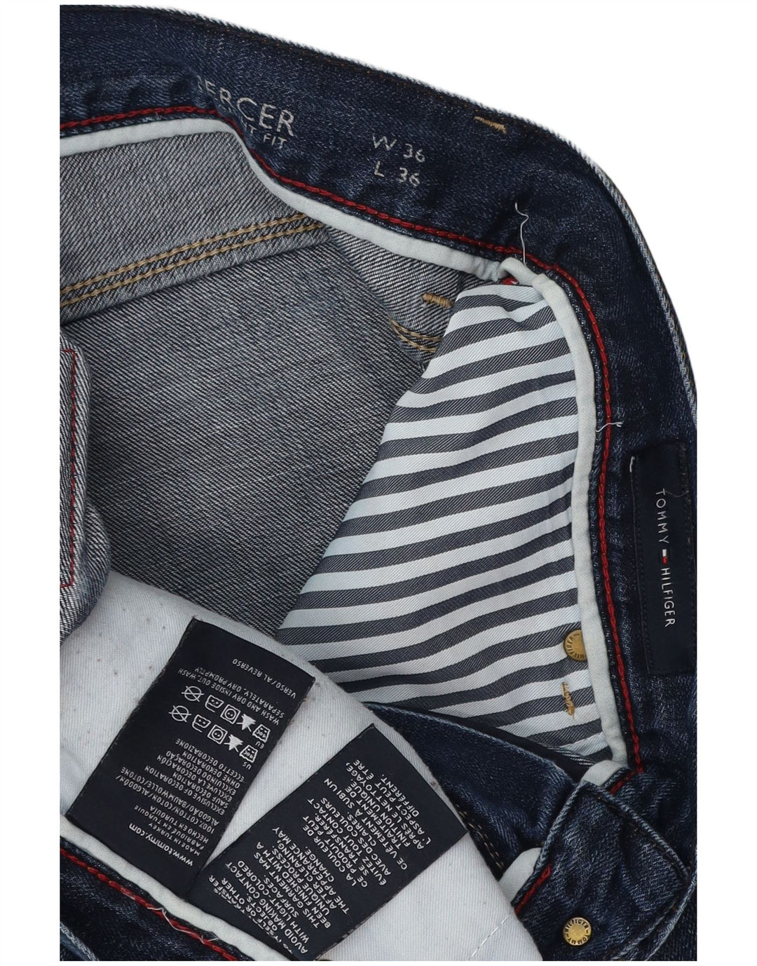 TOMMY HILFIGER Herren Mercer Straight Jeans W36 L36 Blaue Baumwolle