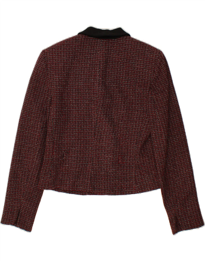 VINTAGE Womens 4 Button Blazer Jacket US 6 Medium Maroon Check Wool Vintage Vintage and Second-Hand Vintage from Messina Hembry 