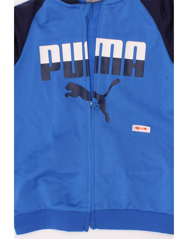 Puma Jungen Grafik-Trainingsanzug-Top-Jacke, 2–3 Jahre, blaues Farbblock-Polyester
