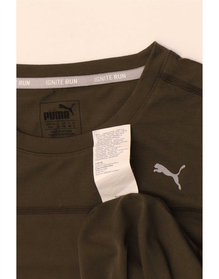 Puma Damen T-Shirt Top UK 12 Medium Khaki Polyester