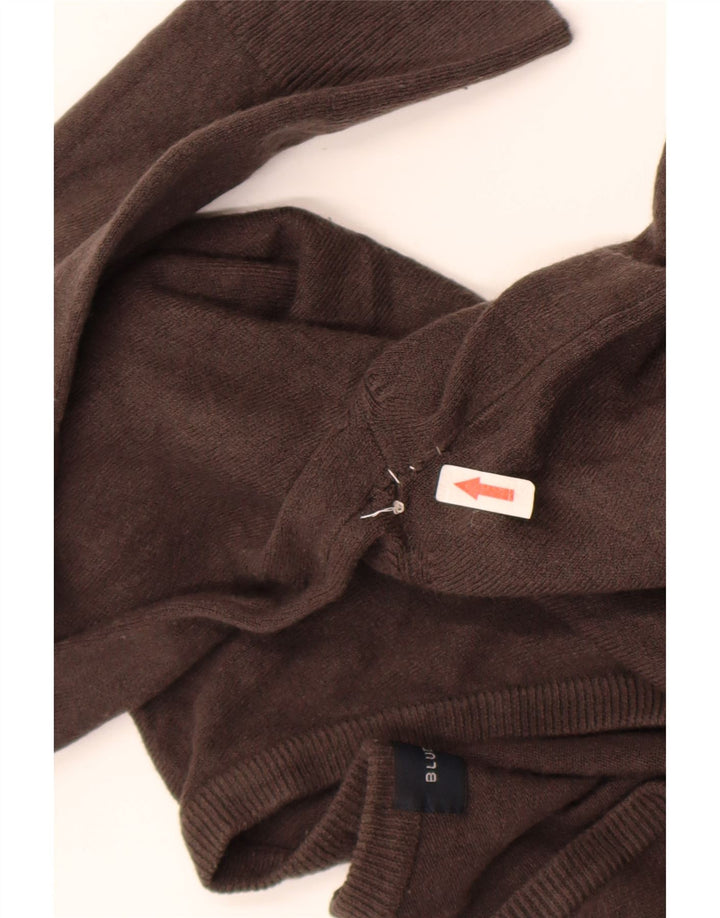 Marks & Spencer Herren Blauer Harbor-Pullover mit V-Ausschnitt Mittelbraun