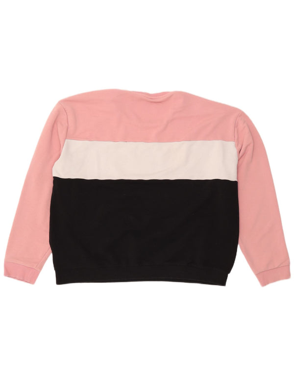 FILA Damen Grafik-Sweatshirt-Pullover UK 24 4XL Pink Colourblock Baumwolle