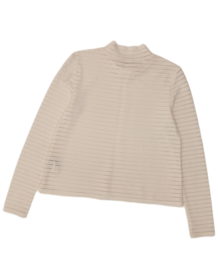 Marks & Spencer Damen Top Langarm UK 10 Small Weißer Nadelstreifen