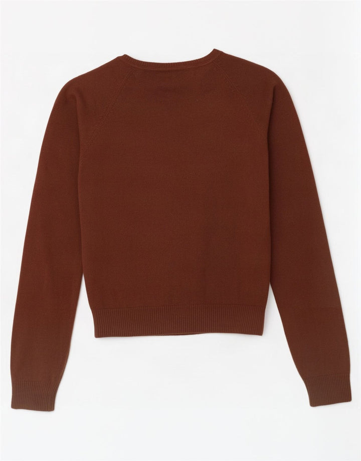 Zara Damen-Pullover mit V-Ausschnitt, UK 12, mittelbraune Baumwolle
