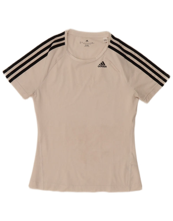 Adidas Damen Climalite T-Shirt Top UK 4/6 XS Off White Polyester