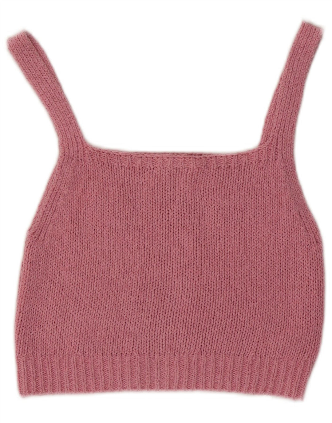 Zara Damen Strick-Crop-Top UK 12 Mittelrosa Baumwolle