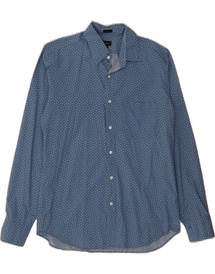 J. CREW Mens Slim Shirt Medium Blue Spotted Cotton Vintage J. Crew and Second-Hand J. Crew from Messina Hembry 