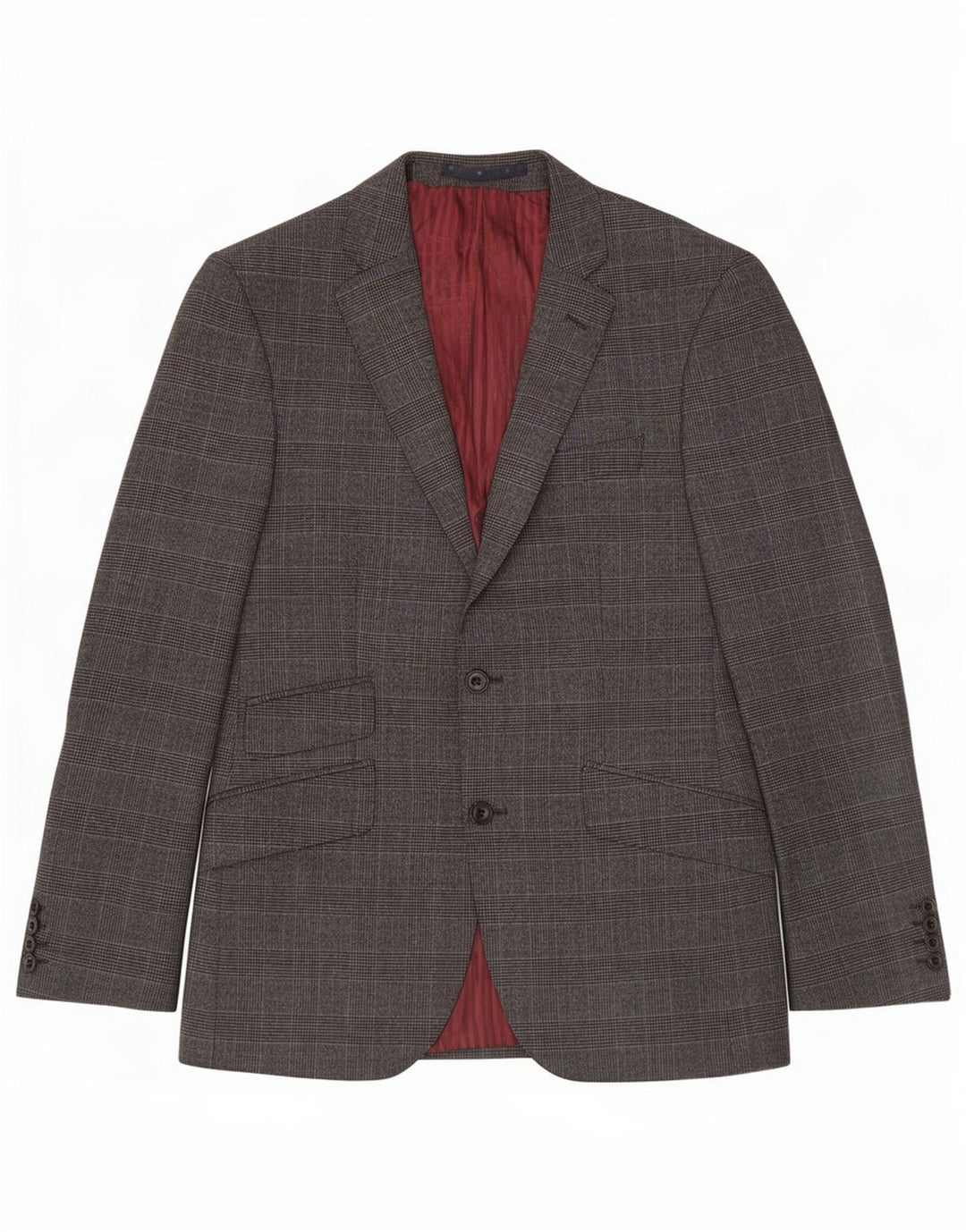 Marks & Spencer Herren-Blazer mit 2 Knöpfen, UK 38, mittelgrau karierte Wolle
