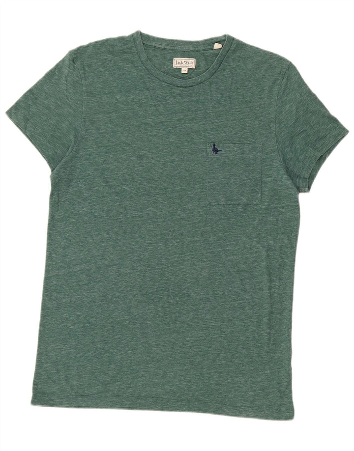 Jack Wills Herren T-Shirt-Oberteil aus mittelgrün gefleckter Baumwolle