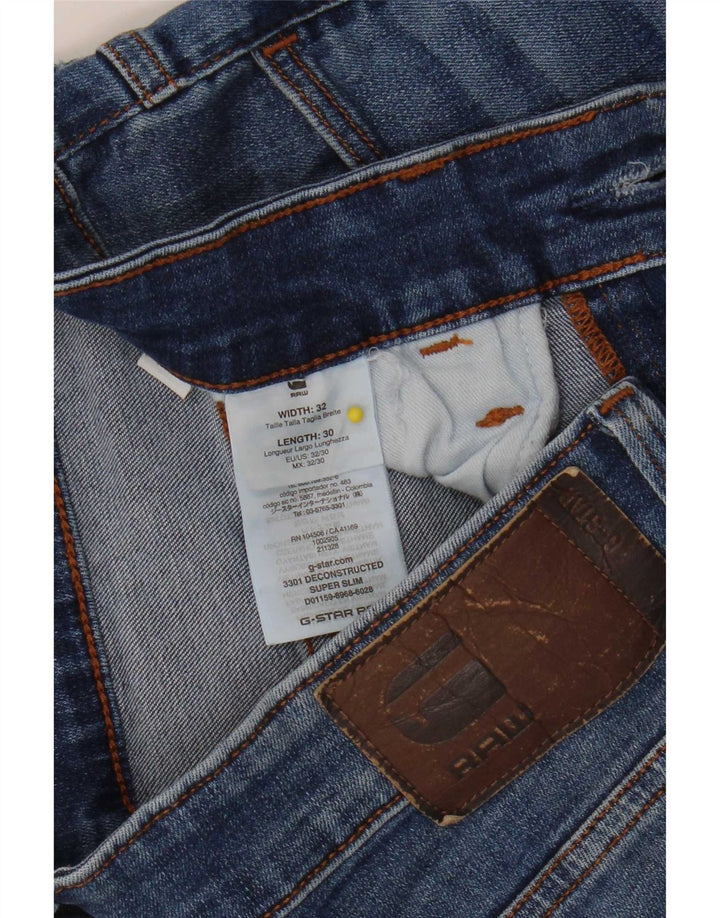 G-Star Damen 3301 Super Slim Jeans W32 L30 Blaue Baumwolle