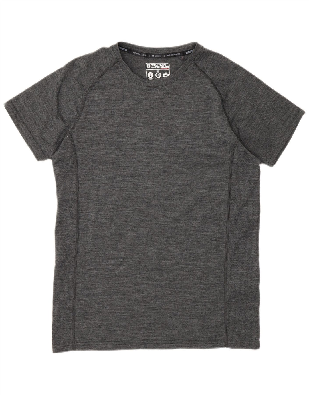 Mountain Warehouse Herren-T-Shirt-Oberteil aus mittelgrau gesprenkelter Merinowolle