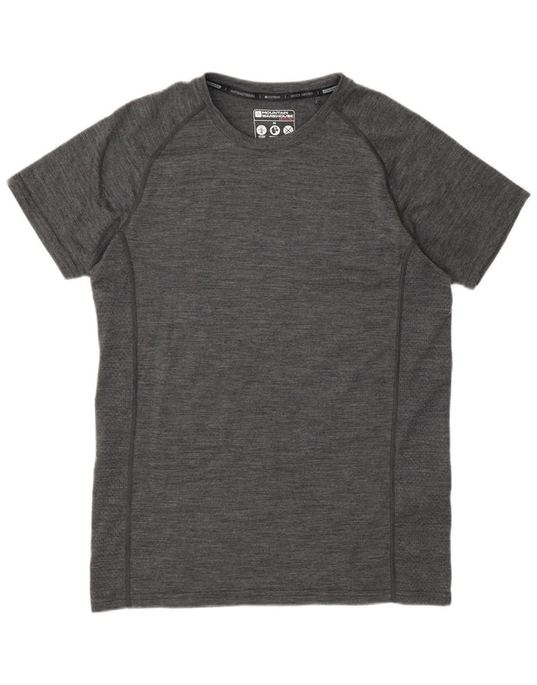 Mountain Warehouse Herren-T-Shirt-Oberteil aus mittelgrau gesprenkelter Merinowolle