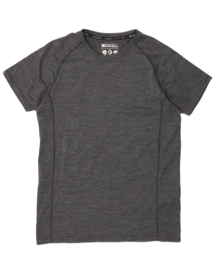 Mountain Warehouse Herren-T-Shirt-Oberteil aus mittelgrau gesprenkelter Merinowolle
