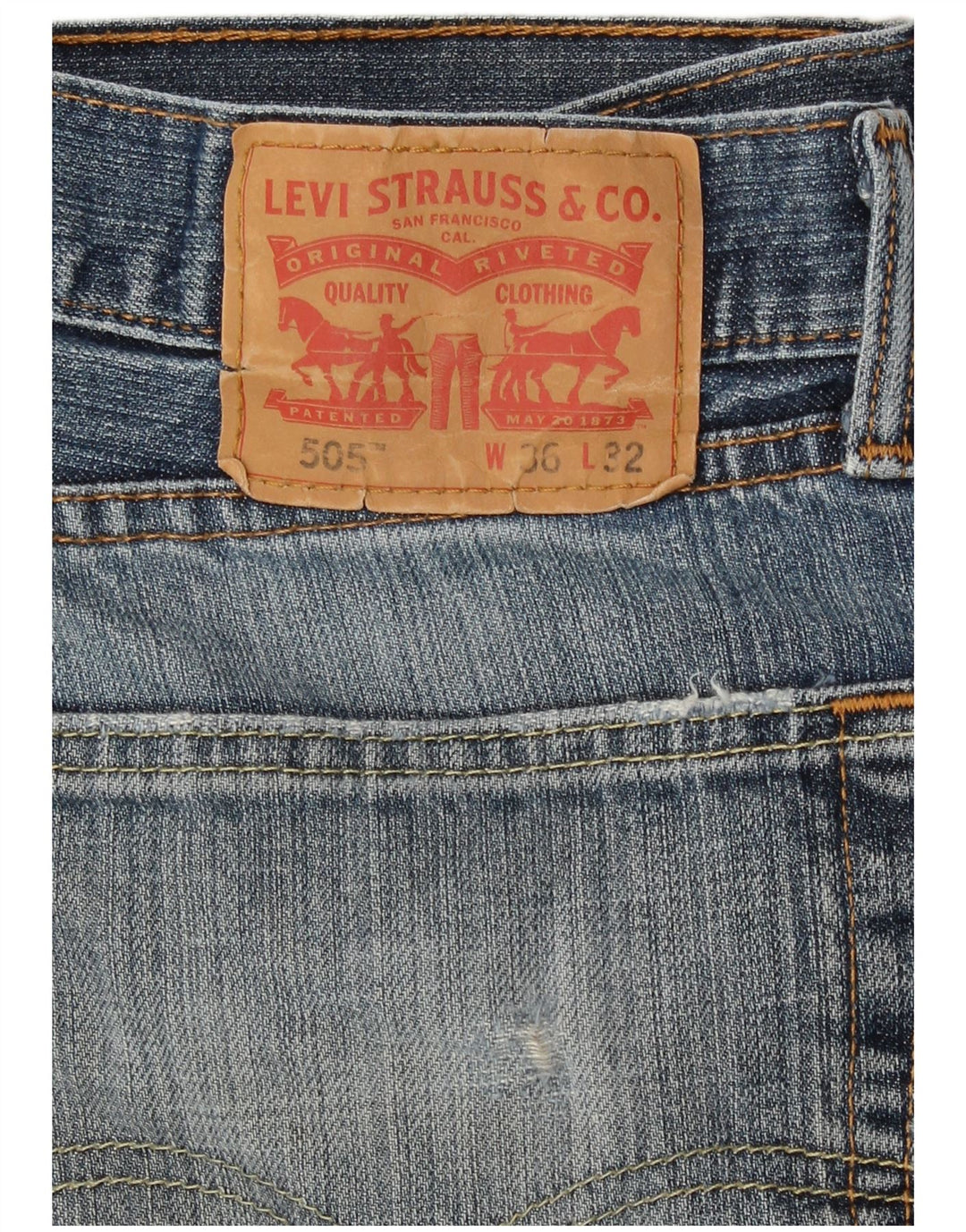 Levi's Herren 505 Straight Jeans W34 L32 Blaue Baumwolle