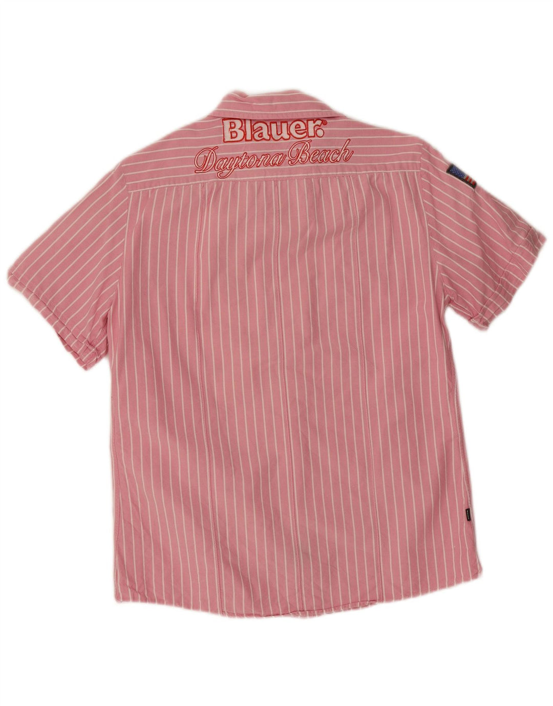 Blauer Herren-Kurzarmshirt mit Grafik, groß, rosa gestreift, Baumwolle