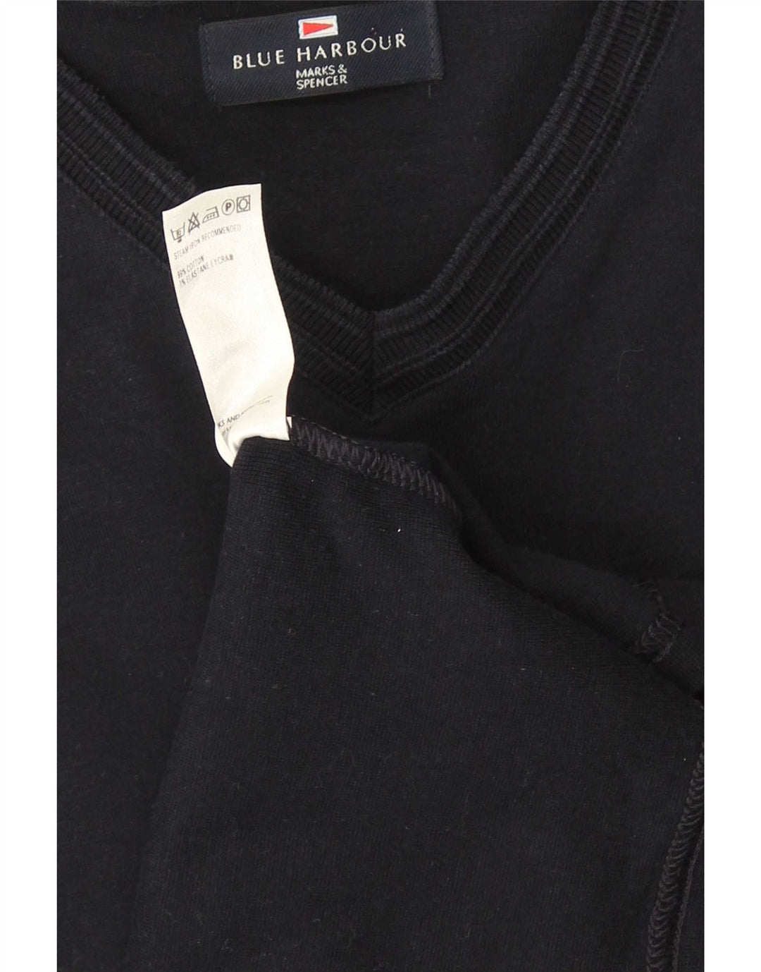 Marks & Spencer Herren Blue Harbor Top Langarm XL Marineblau Baumwolle