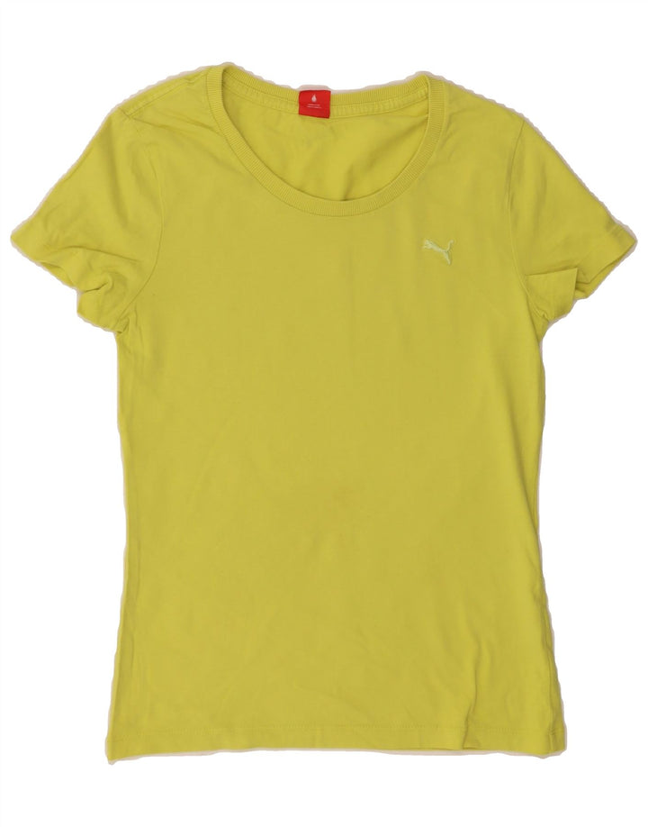 PUMA Womens T-Shirt Top UK 10 Small  Yellow Cotton Vintage Puma and Second-Hand Puma from Messina Hembry 