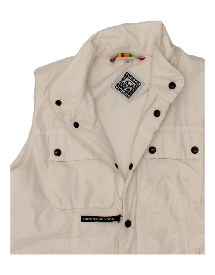 TUCANO URBANO Boys Padded Gilet 9-10 Years White Polyester Vintage Tucano Urbano and Second-Hand Tucano Urbano from Messina Hembry 