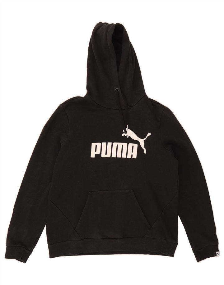 PUMA Womens Graphic Hoodie Jumper UK 16 Large Black Polyester Vintage Puma and Second-Hand Puma from Messina Hembry 
