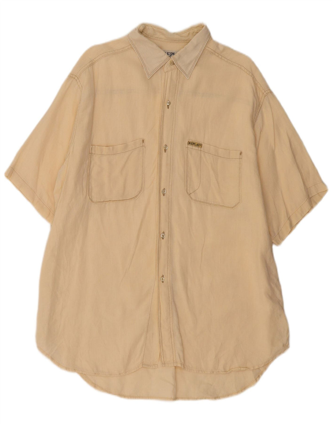 Replay Herren Kurzarmhemd XL Beige