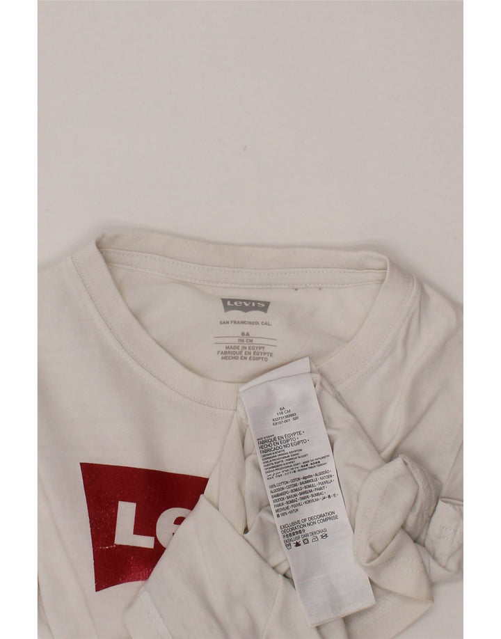 LEVI'S Mädchen-T-Shirt mit Grafik, 5–6 Jahre, weiße Baumwolle