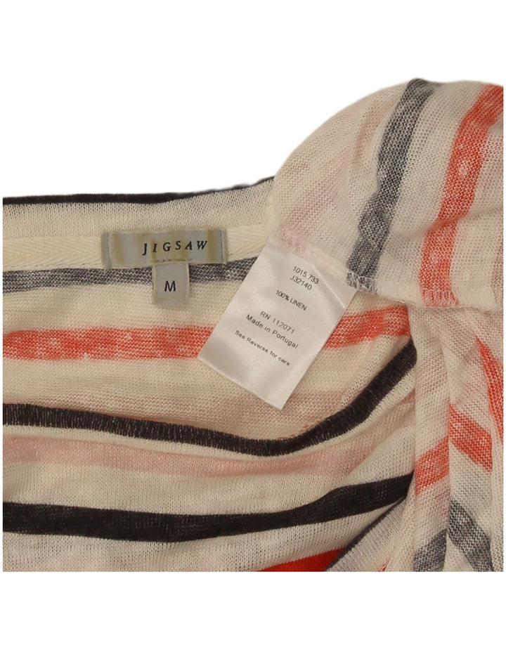 Jigsaw Damen Top Langarm UK 12 Medium Mehrfarbig gestreift Leinen