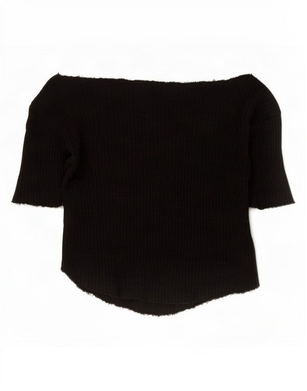 Zara Damen Crop Off Shoulder Top UK 12 Medium Schwarz