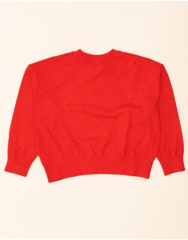ZARA Womens Oversized Crop Sweatshirt Jumper UK 14 Medium Red Viscose Vintage Zara and Second-Hand Zara from Messina Hembry 