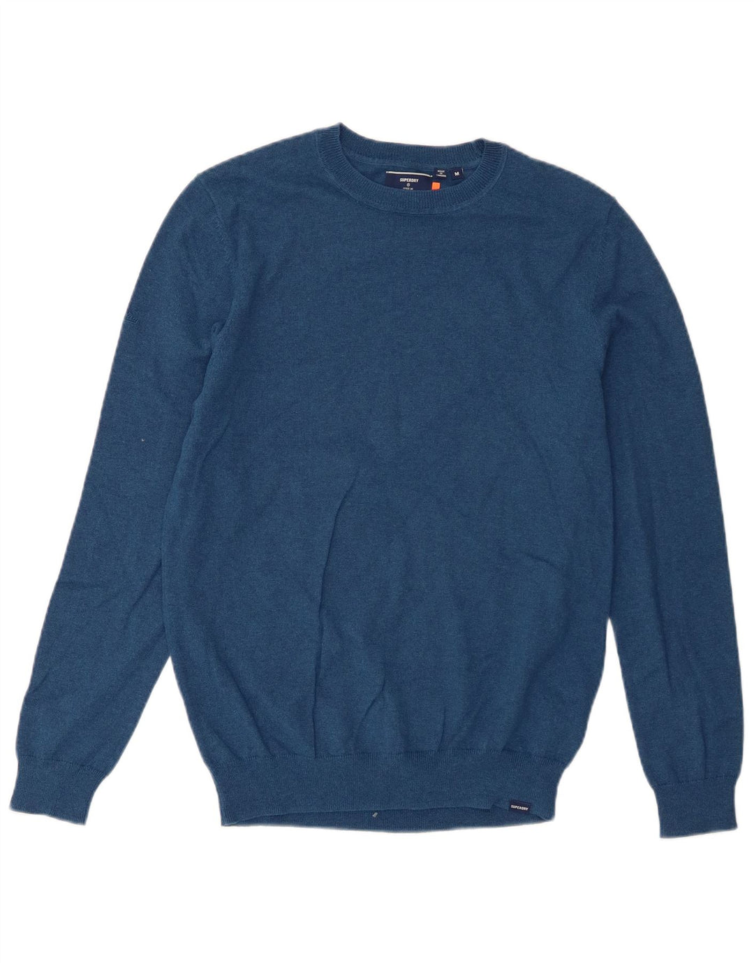 Superdry Herren-Pullover mit Rundhalsausschnitt aus mittelblauer Baumwolle