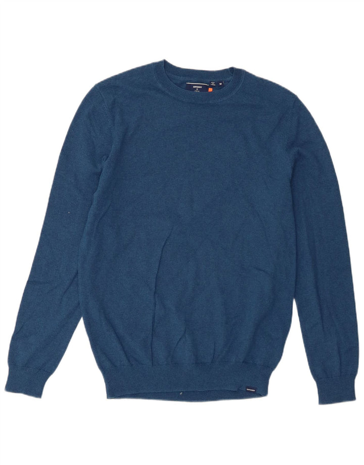 Superdry Herren-Pullover mit Rundhalsausschnitt aus mittelblauer Baumwolle