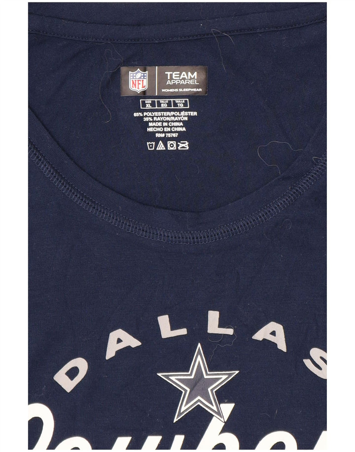 NFL Damen Dallas Cowboys Grafik-T-Shirt-Oberteil UK 18 XL Marineblau Polyester