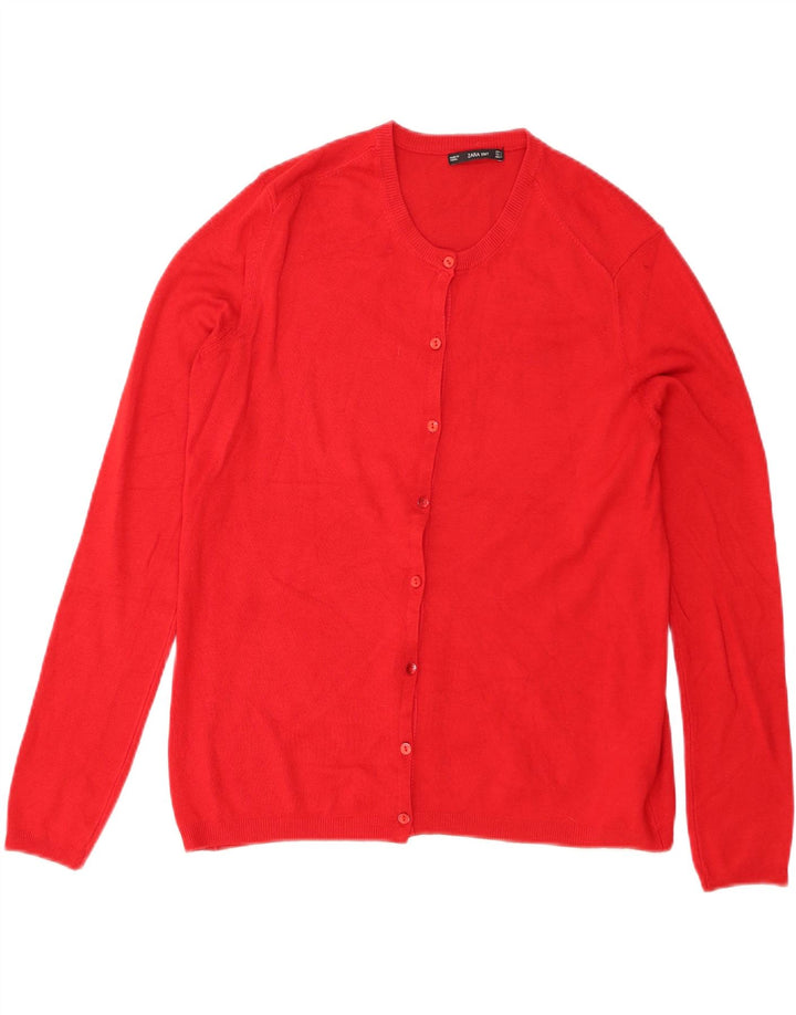 Zara Damen-Cardigan-Pullover UK 14 Große rote Viskose