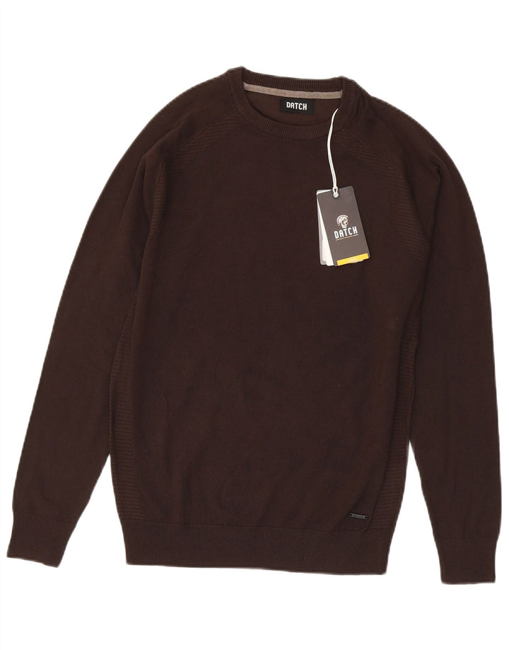 DATCH Herren-Pullover mit Rundhalsausschnitt, Größe S, braune Viskose
